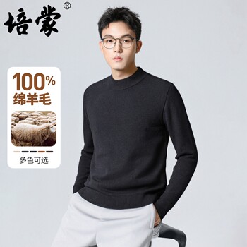 Peimeng 100% sheep wool men's winter crew neck sweater casual daily warm base sweater