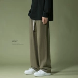 Мужские черные штаны, трендовые универсальные повседневные брюки, свободный прямой крой, изысканный стиль