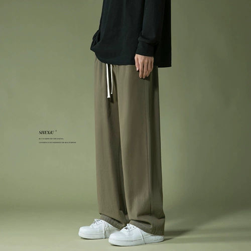 Мужские черные штаны, трендовые универсальные повседневные брюки, свободный прямой крой, изысканный стиль