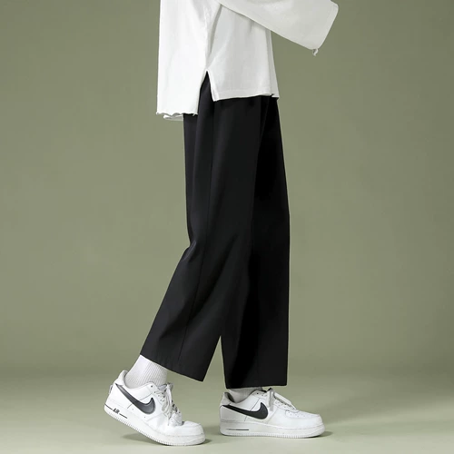 Tide, шелковые быстросохнущие черные штаны, осенние повседневные брюки, свободный прямой крой