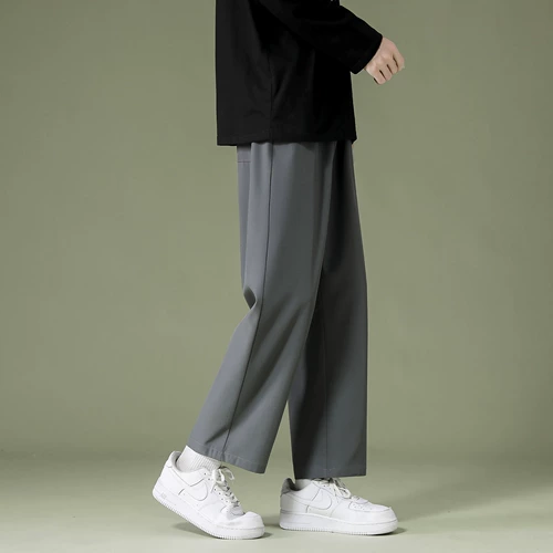 Tide, шелковые быстросохнущие черные штаны, осенние повседневные брюки, свободный прямой крой