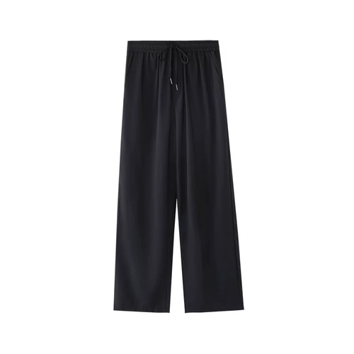 Черные осенние штаны, летние тонкие повседневные брюки, свободный прямой крой