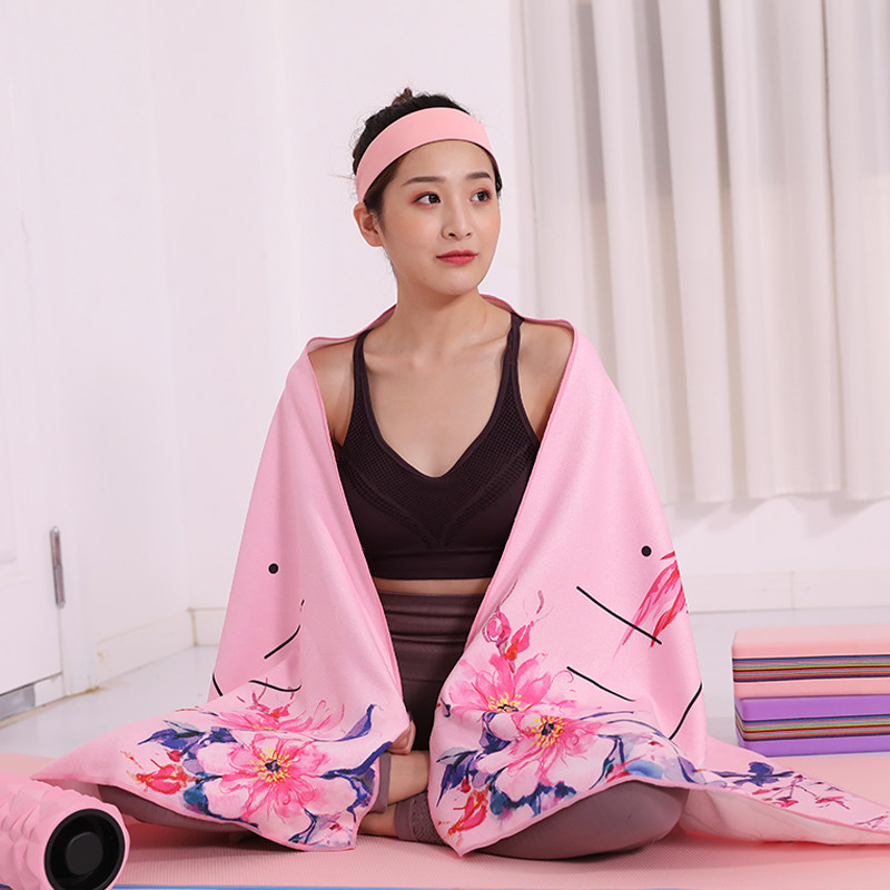 Thin print yoga towel women's non-slip portable washable folding yoga blanket sweat-absorbing yoga mat cloth cloth towel