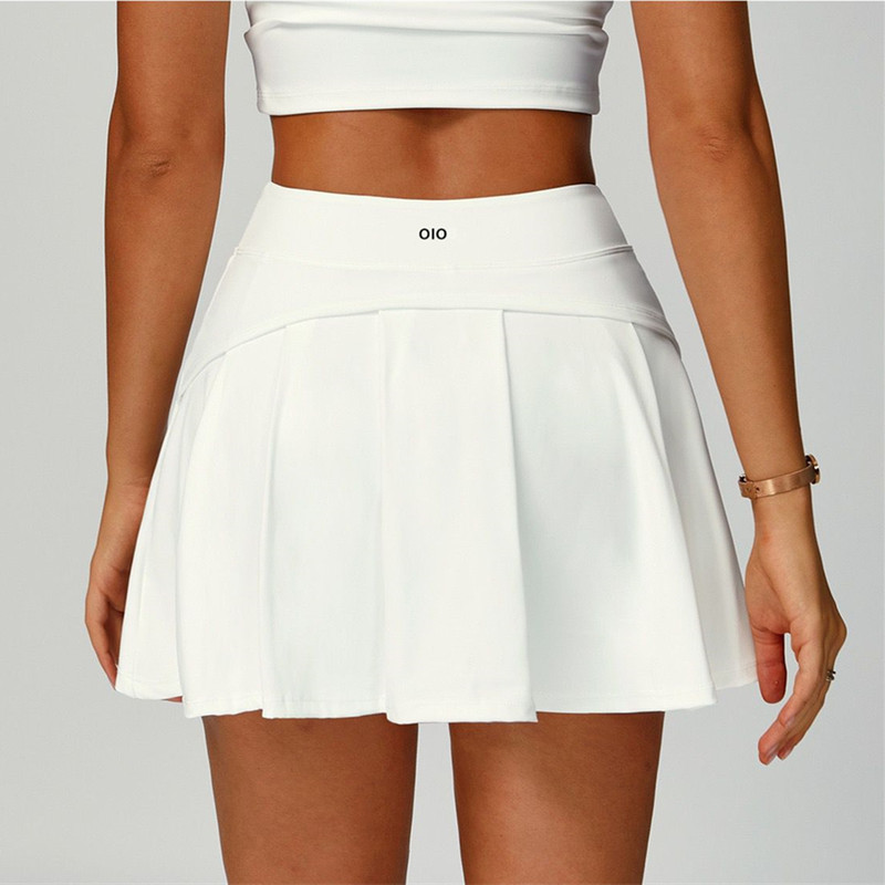 Oiob High-Waisted Sports Skirt, Anti-Exposure, Nude-Feel, Summer Compression Running Skirt, Half-Length Skirt with Pockets, Feather Tennis Skirt