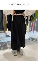 ANO WP Autumn Winter New Irregular Design Sensation Thyme Skirt Korean version Conspiculy Slim High Waist Black Half Body Dress