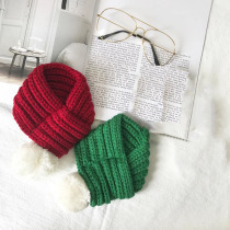 Special price pet knitted scarf autumn and winter puppy long cute fur ball dog and cat supplies accessories to keep warm