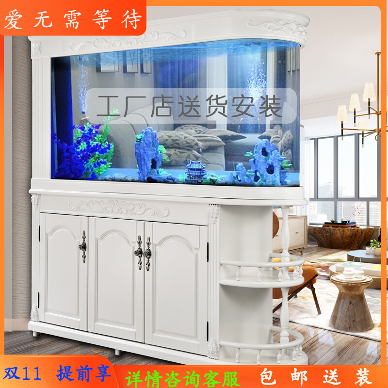Fish tank living room large ultra-white glass high-end office home bottom filter screen aquarium smart new red dragon tank