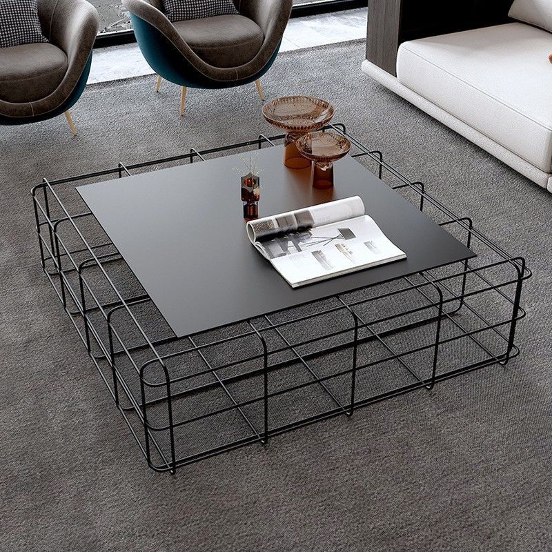 LOFT square iron art industrial wind tea table light extravagant small family type minimalist home creative solid wood tea table integrated with tea table-Taobao