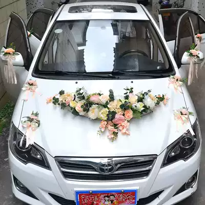 Flower rhyme wedding car decoration car floral headdress set European wedding team personality V main and auxiliary floating car decoration supplies wedding