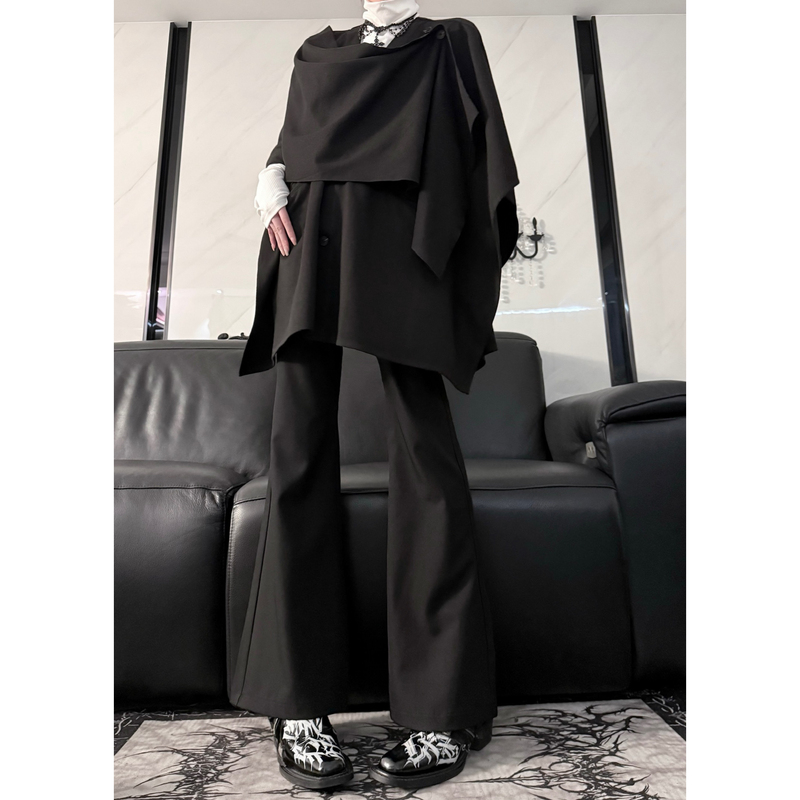 Aont Original Night Walker Cape Dark Style Woolen Coat Sleeveless Shawl Atmospheric Mid-Length Cape Coat