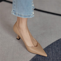 Givenivan commuter wind giant 100 lap ~ grey high heel Pointed Shallow feminine fine heel temperament 2021 New