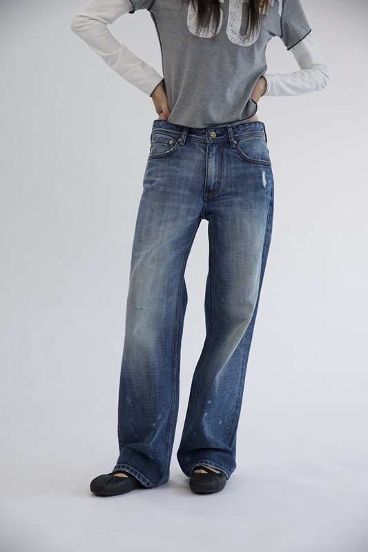 Slow down 90S Old Island Dusty Stain Blues Straight-Leg Washed Jeans