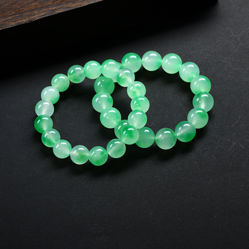 Natural Jadeite Color Bracelet, High Ice African Jadeite Floating Green Flower Bracelet, High-End Quartz Jade, Authentic and Versatile