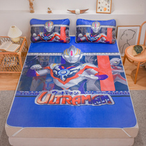Ultraman cartoon ice silk mat summer folding mat three-piece set 1 2 meters 1 5m children washable air conditioning mat