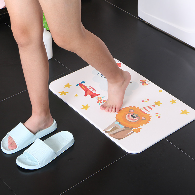 Bathroom water-absorbing quick-drying diatom mud floor mat cartoon door mat diatomaceous earth mat household non-slip mat to increase floor mat