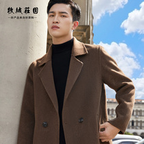 Pure wool double-sided coat Mens mid-length knee-length double-sided cashmere coat Suit collar wool windbreaker