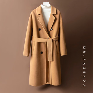 Winter Loose-Fitting High-End Double-Sided Cashmere Coat for Women, Mid-Length Over-The-Knee Camel-Colored Off-Season Woolen Trench Coat