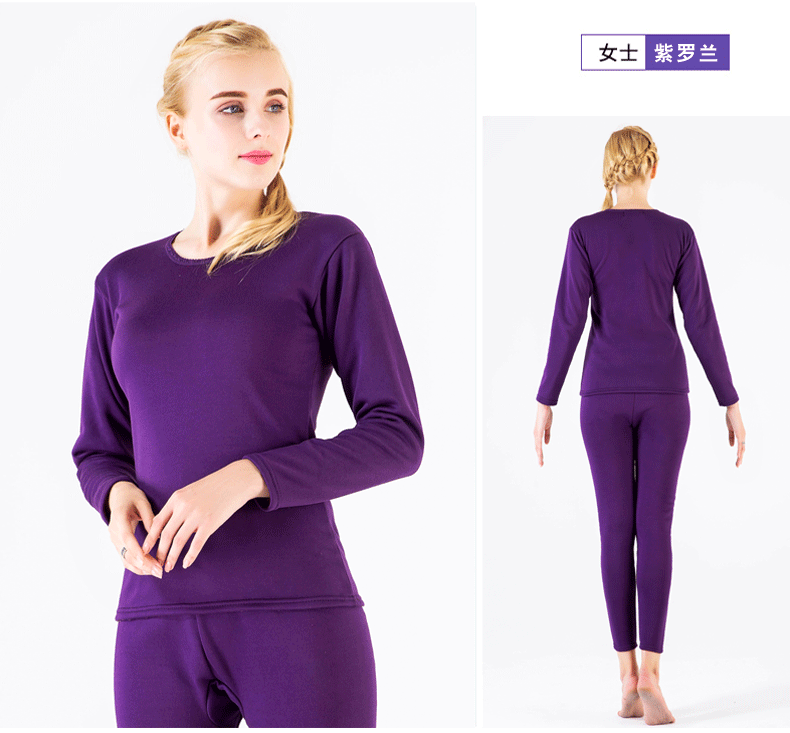 Đồ lót nhiệt cho nam và nữ cộng với nhung dày đôi thanh niên cổ tròn quần áo mùa thu quần dài quần dài nữ trung niên phù hợp với ấm áp đồ lót