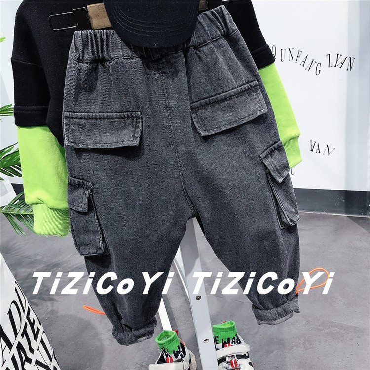 Детская куртка Жан 儿童牛仔外套卡通印花2021春秋新款宽松洋气小童宝宝秋装网红上衣 Tagkita