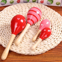 Kindergarten Baby Wooden Sandhammer Infant Early Teach Music Percussion Instrument Toy Sand Ball Children Appeasement Rocking Bell