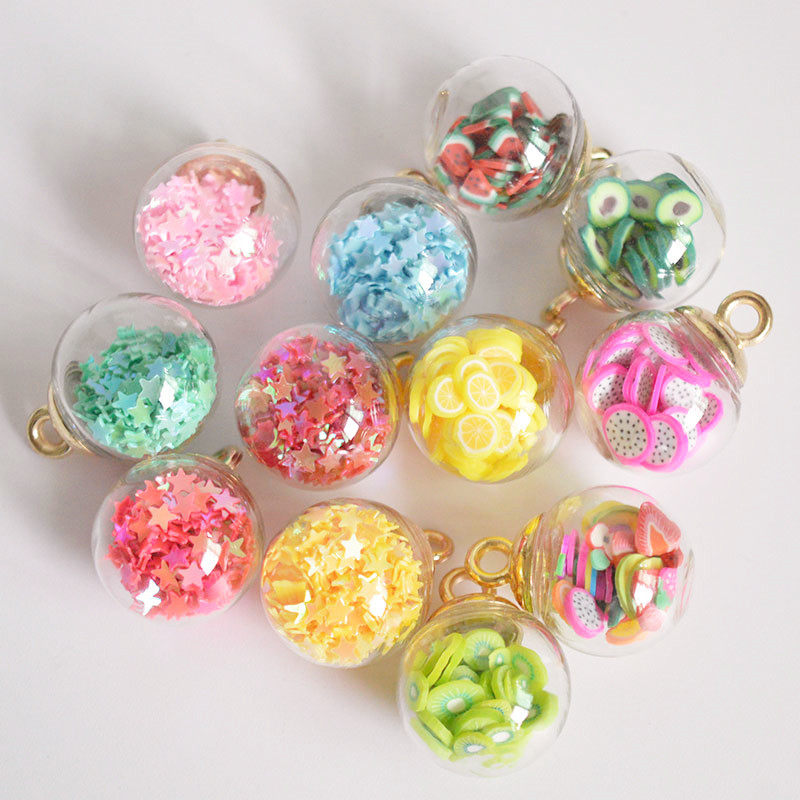 Color pentacle star sequin Round Ball Shaped Diy Hand Key Buttons Accessories Brief Earrings Ear Pin Material Accessories
