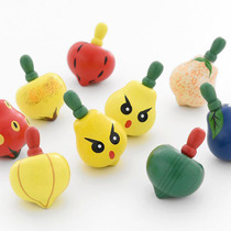 Wooden small hand turning small top kindergarten baby traditional nostalgic fun colorful fruit top small gift