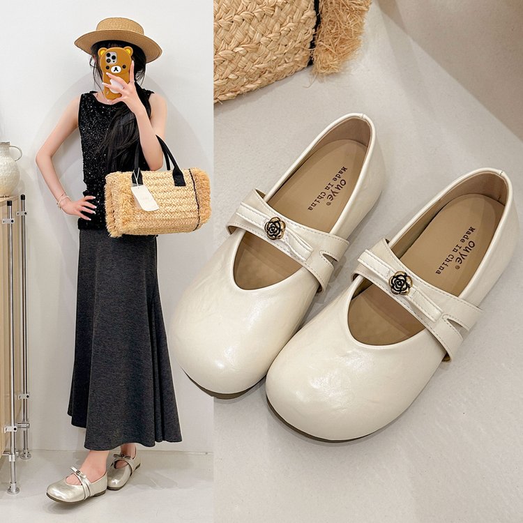 Gentle Style Mary Jane Shoes for Women, 2026 New Autumn Model, Shallow Mouth Single Shoes, Versatile with Skirts, Soft Sole Buckle Leather Shoes