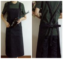 Floral Apron Floral Florist Work Apron Day Style Art Double Shoulder Lengthened Harness Black Thick Canvas Sleeveless Pure Retro