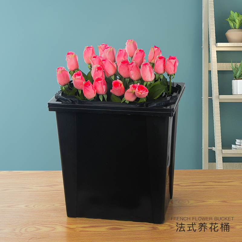 Large number black floral with flower barrel French style waking flower barrel flower shop professional special plastic deep water Deepwater Bottling Bucket stall-Taobao