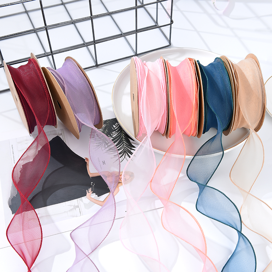 Korean wave crow's feet with twill mesh belt flower bouquet gift packaging ribbon flower shop supplies bubble belt