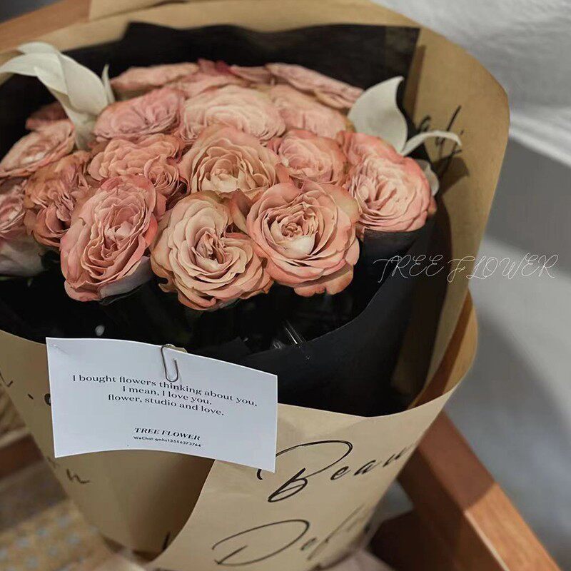 Original design handwriting English kraft paper flowers wrapping paper gift wrapping paper Gift packaging paper Red Flowers Artist Pushback