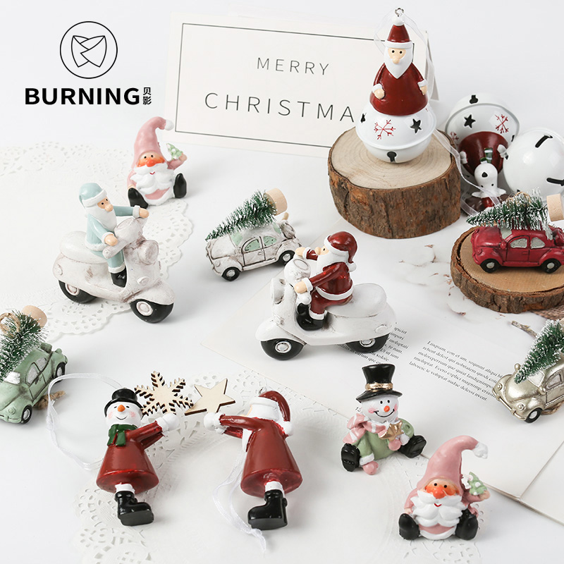 Hanging Christmas Tree Gift Christmas Ornament Resin Small Ornament Santa Claus Snowman Doll Pendant