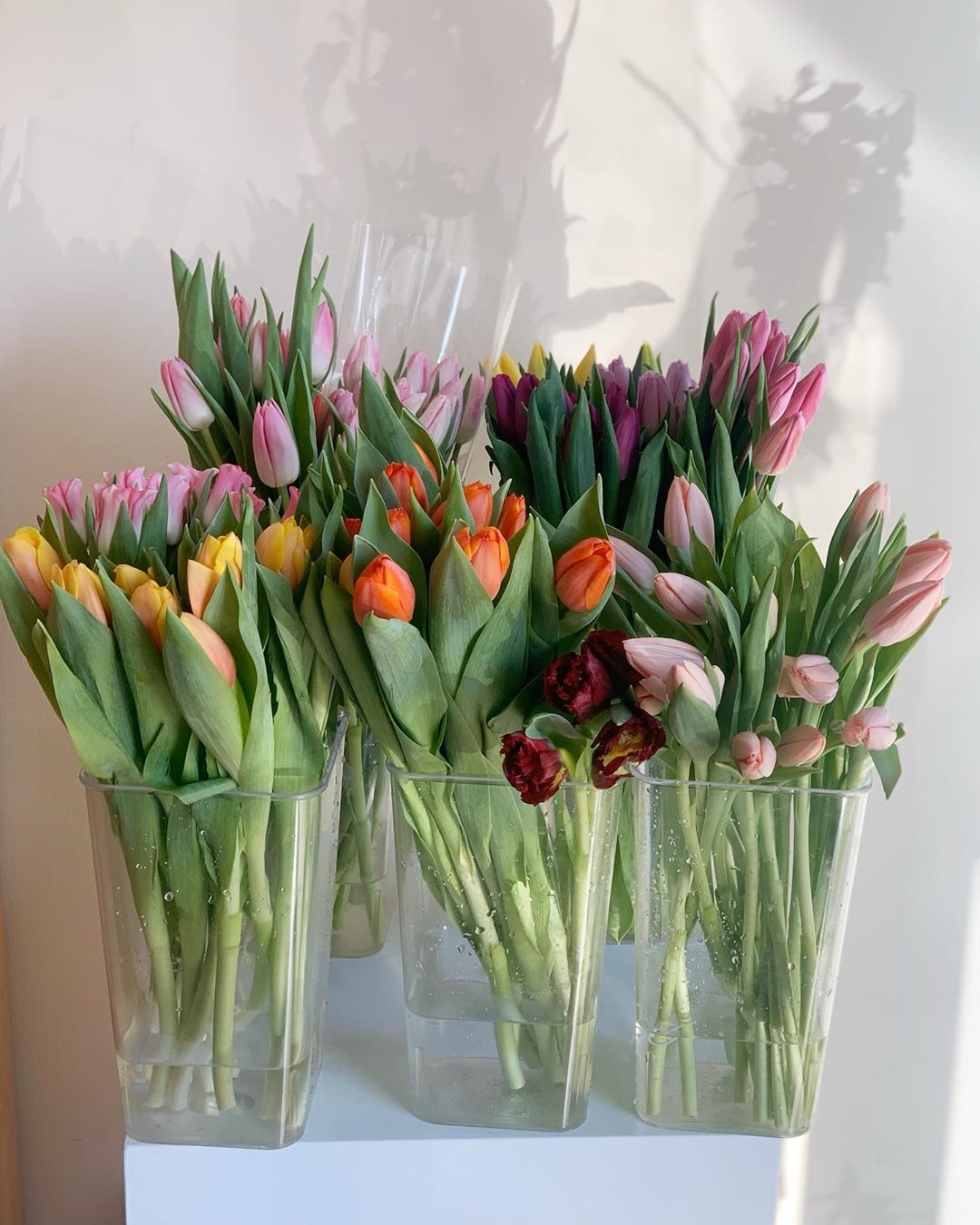 Acrylic flower barrel flower shop special flower tube plastic deep water wake up flower bucket French flower arrangement high square transparent