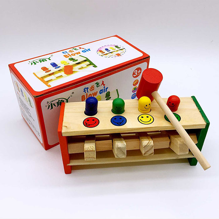 Children's wooden strike trapeze catapult toy 1-4 years old boy percussion gopher puzzle piling table knocking table