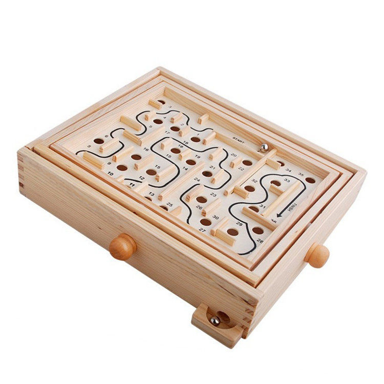 Large Number Wooden Ball Bearing Labyrinth Intelligence Game Adult Children Balance Training Hand-eye Coordination Puzzle Toy Gift