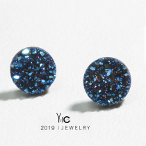 Designer starry sky ore crystal cluster stud earrings mens 925 silver mens single trendy earrings womens personality creativity