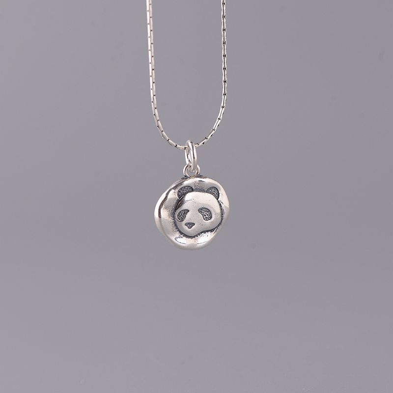 925 Silver Lovers Necklace Panda Bamboo Pendant men and women Personality small crowdDesign Retro item Pendant Valentine's Day