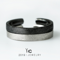 (Day and night) 925 silver ring for men and women personality trendsetter simple opening vegetarian couple ring love commemorative gift