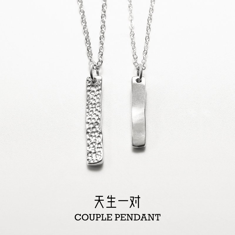 Designer's section 990 pure silver lovers necklace a pair of male and female lettering chants of European and American boomers Pendant Gifts