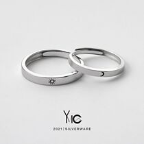 Sun and moon love couple ring a pair of 925 silver ring Actress Star Moon bright opening niche design love keepsake