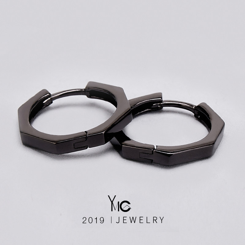 Designer's section 925 silver ear ring male and female Korean version brief personality single irregular creative ear button temperament Chaomen