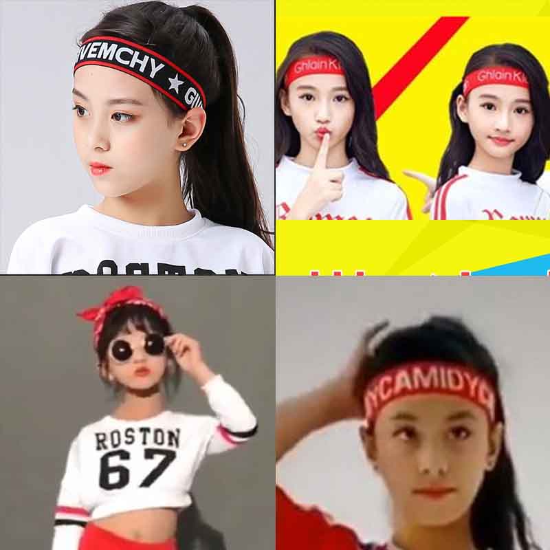 Children's La La exercise hairband accessories Letter headdress belt Hip-hop hip-hop boys and girls primary school students running sports headband square towel