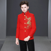Childrens small suit flower boy Xianglong Zhongshan suit New Years uniform catwalk piano performance small host dress