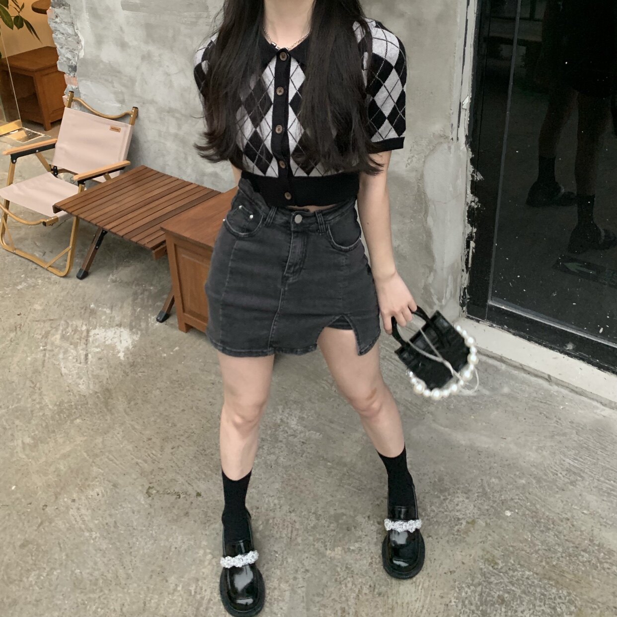 SIMONA22 new summer style carefully machine split American hot girl denim skirt high waist bag hips show thin legs and long legs