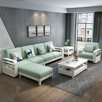 Modern simple white wood sofa noble concubine coffee table TV cabinet combination living room fabric sofa small apartment furniture
