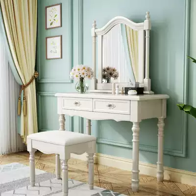 American light luxury modern simple solid wood dressing table White bedroom storage economical princess net red makeup table