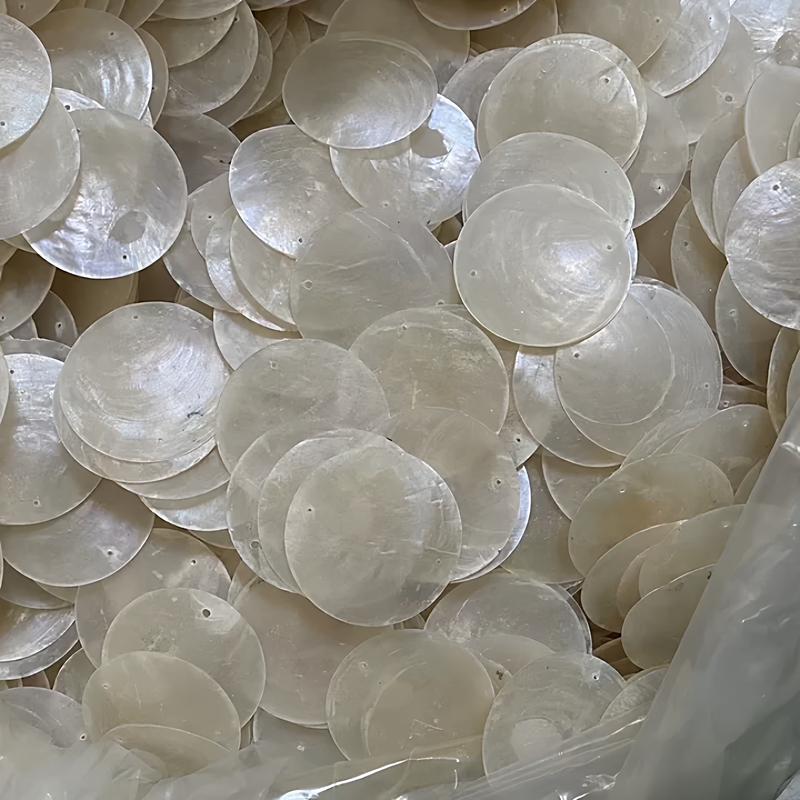 Double-Hole Natural Shell Round Pieces, Mirror Shells, Wedding Decoration, Mother-Of-Pearl Pieces, DIY Lamps, Wind Chimes, Shell Painting Accessories