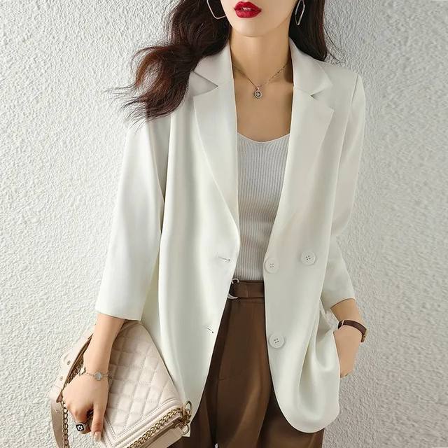 Chiffon suit jacket women's three-quarter sleeves Korean style western style back slit summer thin section ladies casual suit jacket