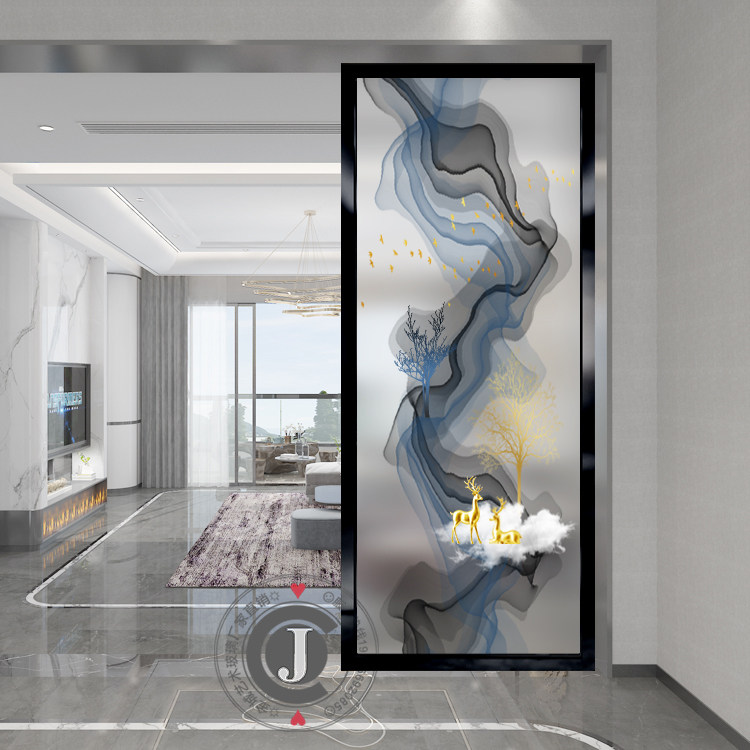 Entrance to the family Xuanguan Living room Screen bedroom Kitchen wash partition frosted shielded from light transmission modern Central European minimalist glass