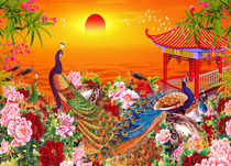 Super large - faced living room decorated with rich peacocks and stayed wooden adult puzzle 1000 pieces of toys